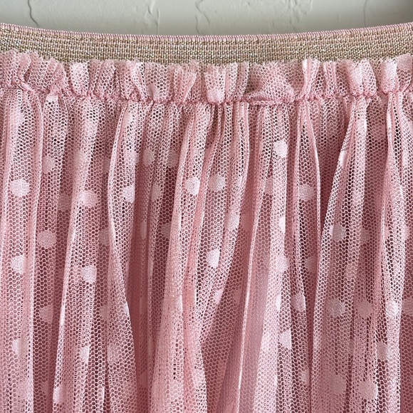 Epic Threads Tulle Pleated Tulle Polka Dot Balletcore Baby Pink Midi Skirt Large - Picture 6 of 8
